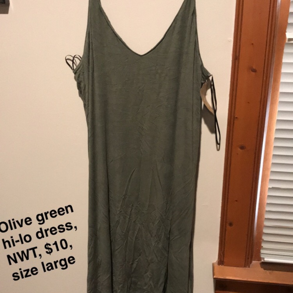 Hi-Lo olive green dress